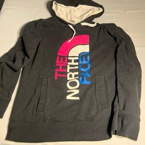 The North Face Women’s Black Hoodie with Pink, White & Blue Logo